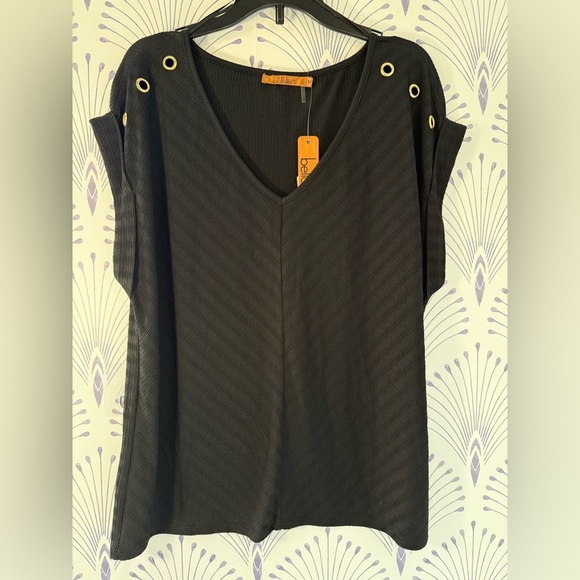 bobeau Tops - Black Top with Gold Accents